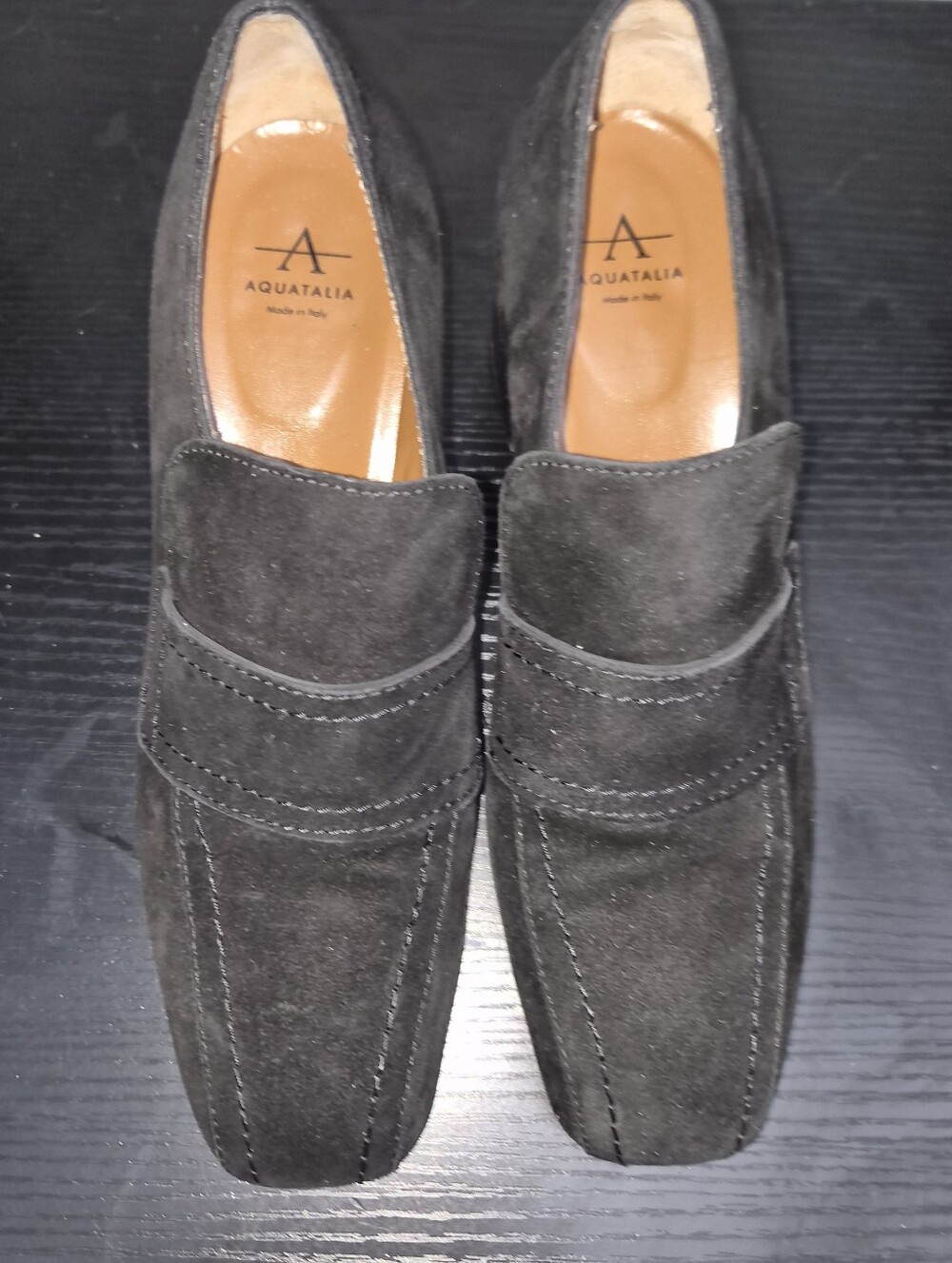 Aquatalia Black Suede Loafers – Women's Size 7.5 (Made in Italy)
